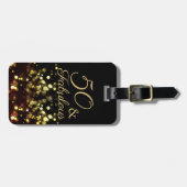 50 en Fabulous Black en Gold Birthday Bagagelabel (Voorkant horizontaal)