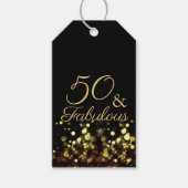 50 en Fabulous Black en Gold Birthday Cadeaulabel (Voorkant)