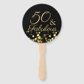 50 en Fabulous Black en Gold Birthday Handwaaier (Achterkant)