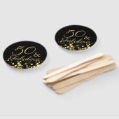 50 en Fabulous Black en Gold Birthday Handwaaier (Niet-gemonteerd)