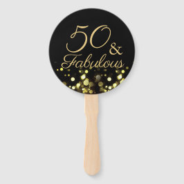 50 en Fabulous Black en Gold Birthday Handwaaier