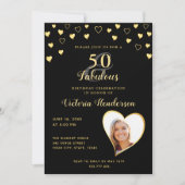 50 en Fabulous Black en Gold Birthday Kaart (Voorkant)