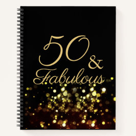 50 en Fabulous Black en Gold Birthday Notitieboek