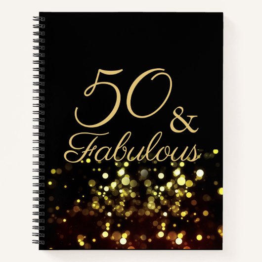 50 en Fabulous Black en Gold Birthday Notitieboek (Voorkant)