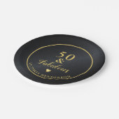 50 en Fabulous Black en Gold Birthday Papieren Bordje (Gekanteld)