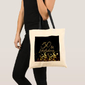50 en Fabulous Black en Gold Birthday Tote Bag (Voorkant (product))