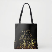 50 en Fabulous Black en Gold Birthday Tote Bag (Voorkant)