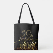 50 en Fabulous Black en Gold Birthday Tote Bag (Achterkant)
