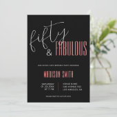 50 en Fabulous Black en Pink 50e verjaardag Kaart (Staand voorkant)