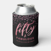 50 en Fabulous Black en Pink Glitter Birthday Blikjeskoeler (Blikje Voorkant)
