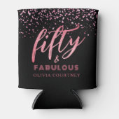50 en Fabulous Black en Pink Glitter Birthday Blikjeskoeler (Voorkant)