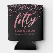 50 en Fabulous Black en Pink Glitter Birthday Blikjeskoeler (Achterkant)