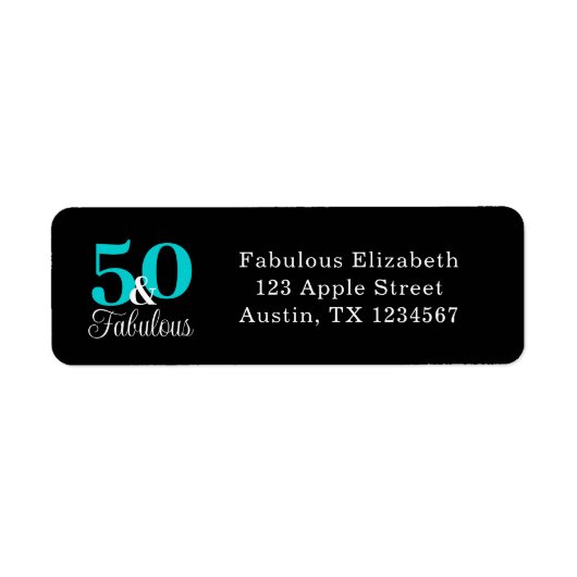 50 en Fabulous Black en Turquoise Blue Etiket (Voorkant)