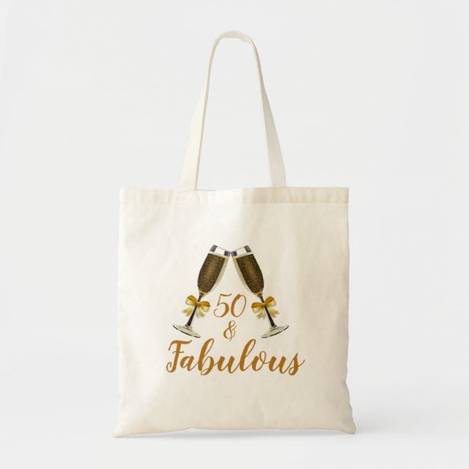 50 en Fabulous Black Faux Gold Birthday Party Tote Bag (Voorkant)