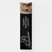 50 en Fabulous Black Foto 50th Birthday Party Spandoek (Verticaal)