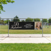 50 en Fabulous Black Foto 50th Birthday Party Spandoek (Insitu)