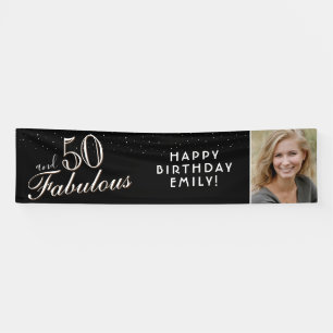 50 en Fabulous Black Foto 50th Birthday Party Spandoek