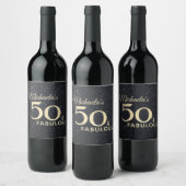 50 en Fabulous Black Gold 50e verjaardag Modern Wijn Etiket (Flessen)