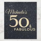 50 en Fabulous Black Gold 50e verjaardag Modern Wijn Etiket (Enkel label)
