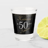 50 en Fabulous Black Gold 50e verjaardag Shot Glas (Voorkant)