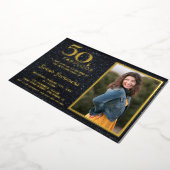 50 en Fabulous Black Gold Birthday Folie Uitnodiging (Gedraaid)