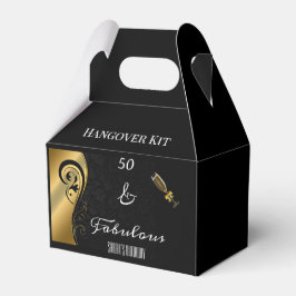 50 en Fabulous Black Gold Birthday Hangover Kit Bedankdoosjes