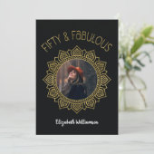 50 en Fabulous Black Gold Elegant Party Kaart (Staand voorkant)