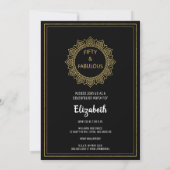 50 en Fabulous Black Gold Elegant Party Kaart (Achterkant)