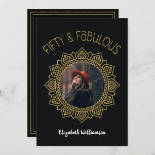 50 en Fabulous Black Gold Elegant Party Kaart