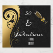 50 en Fabulous Black & Gold Favor Birthday Party Bier Etiket (Enkel label)
