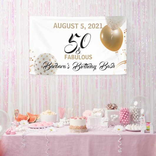 50- en Fabulous Black Gold-feestballonnen Spandoek (Feest)