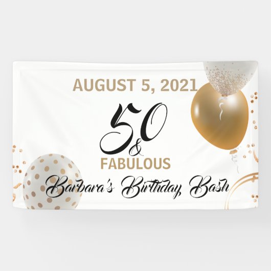 50- en Fabulous Black Gold-feestballonnen Spandoek (Horizontaal)