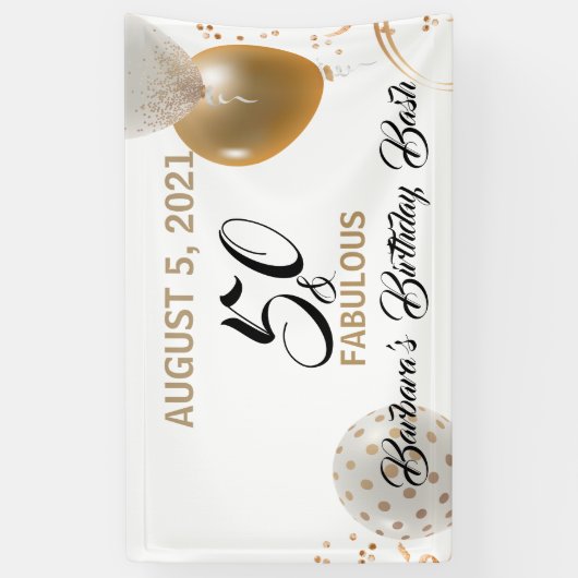 50- en Fabulous Black Gold-feestballonnen Spandoek (Verticaal)