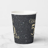 50 en Fabulous Black Gold Fiftieth Birthday Papieren Bekers (Links)