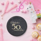 50 en Fabulous Black Gold Fiftieth Birthday Papieren Bordje (Feest)