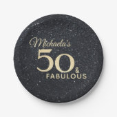 50 en Fabulous Black Gold Fiftieth Birthday Papieren Bordje (Voorkant)