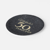 50 en Fabulous Black Gold Fiftieth Birthday Papieren Bordje (Gekanteld)
