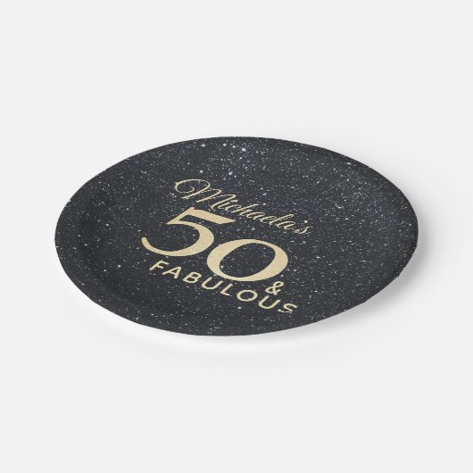 50 en Fabulous Black Gold Fiftieth Birthday Papieren Bordje (Gekanteld)