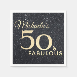 50 en Fabulous Black Gold Fiftieth Birthday Servet