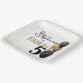 50- en Fabulous Black Gold Glam Square-Bord Papieren Bordje (Gebogen)