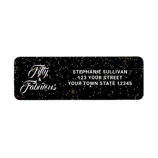 50 en Fabulous Black Gold Glitter-adres Etiket (Voorkant)