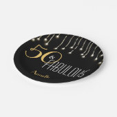 50 en Fabulous Black Gold Lights Glam Papieren Bordje (Gekanteld)