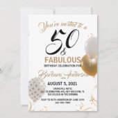 50 en Fabulous Black Gold Party Kaart (Voorkant)