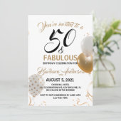 50 en Fabulous Black Gold Party Kaart (Staand voorkant)