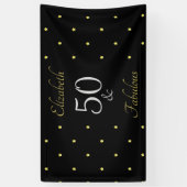 50 en Fabulous Black Gold Stars 50e verjaardag Spandoek (Verticaal)