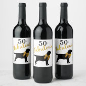 50 en Fabulous - Black Labrador - Zwart & Goud Wijn Etiket (Flessen)