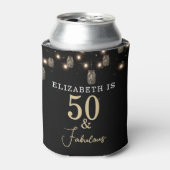 50 en Fabulous Black met String Lights Blikjeskoeler (Blikje Voorkant)