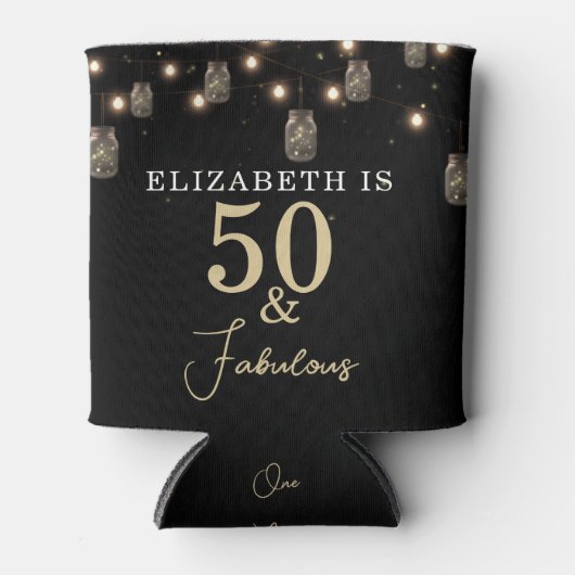 50 en Fabulous Black met String Lights Blikjeskoeler (Voorkant)