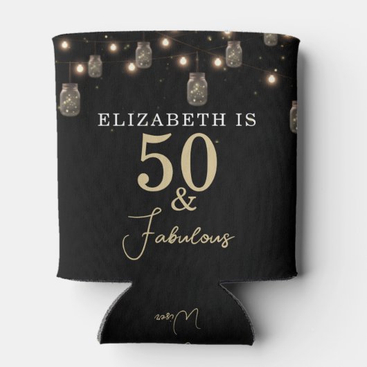 50 en Fabulous Black met String Lights Blikjeskoeler (Achterkant)