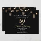 50 en Fabulous Black met String Lights Kaart (Voorkant / Achterkant)